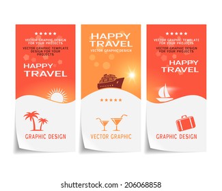 Travel Banner, Poster, Sticker, Flyer, Ticket Vector Design