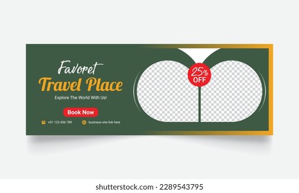 Travel banner social media Facebook cover or web banner template.