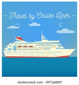 Travel Banner Tourism Industry. Cruise Liner. Vector illustration