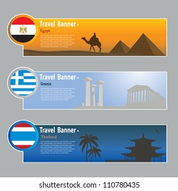  Travel banners: Egypt, Greece and Thailand