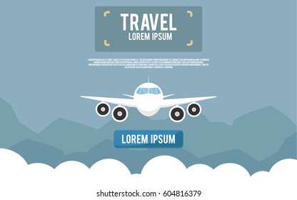 Travel banners set in flat style. Elements for the design of the website, illustrations and business concept. Plane