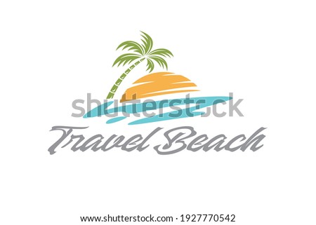 travel beach design logo template - Vector