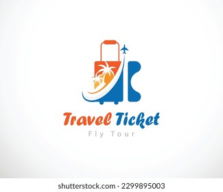 travel beach logo creative fly tour aircraft design concept modern ticket logo icon