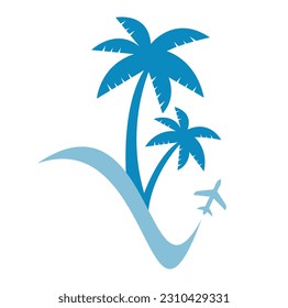 Travel beach logo design icon vector.