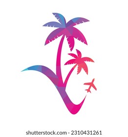 Travel beach logo design icon vector.