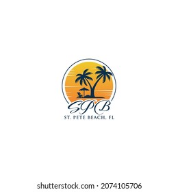 Plantilla vectorial de icono del logotipo de la playa de viajes