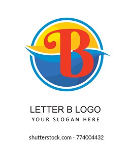 travel beach logo with letter b