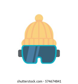 Travel beanie & google flat vector icon that shows concept such as adventure, journey, vacation, can be use for personal or commercial use