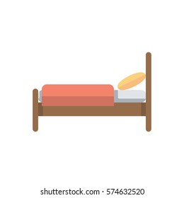 Travel bed flat vector icon that shows concept such as bedtime, night rest, can be use for personal or commercial use