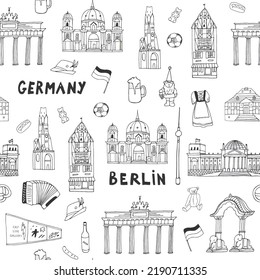 Línea vectorial de la línea de viajes Berlín Alemania