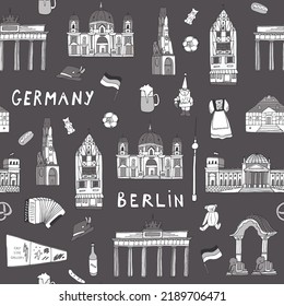 Travel Berlin Germany vector seamless pattern