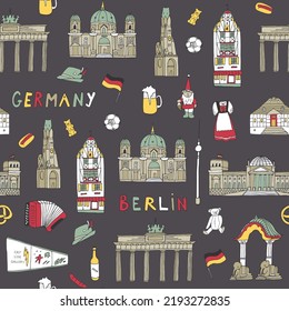 Travel Berlin Germany vector seamless pattern