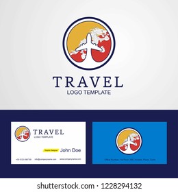 Travel Bhutan Creative Circle flag Logo and Business card design