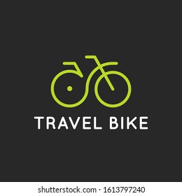 Travel bike stylized linear vector icon.