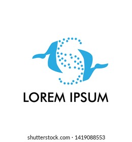 travel bird logo template for delivery and shipping symbols with abstract stylized flying bird isolated on white, for fast delivering concept design