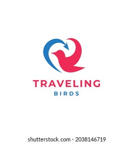 Travel birds in white background, vector logo design