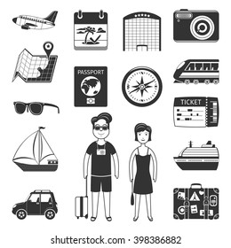 Travel Black Icons Set. Vector Illustration