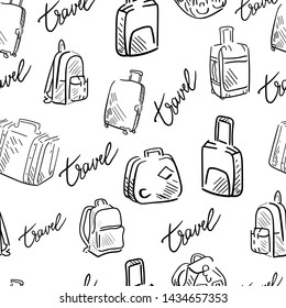 travel black vector seamless pattern. Concept for print , cards, clothing design, web design, invitation