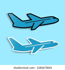 Travel Black And White Contour Plane Chevrone. EPS10 Vector