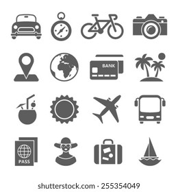 Travel black and white icons