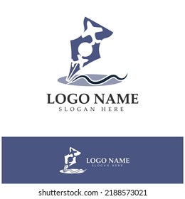 travel blog logo of airplane pen and book illustration design vector icon template