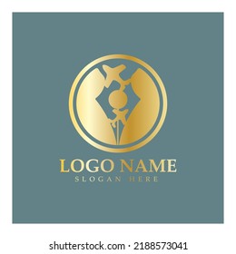 travel blog logo of airplane pen and book illustration design vector icon template