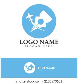 travel blog logo of airplane pen and book illustration design vector icon template