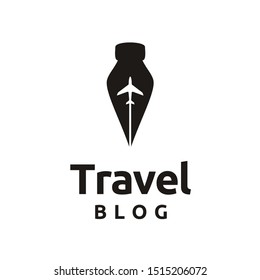 Travel Blog Logo Using Pen And Plane As Negative Space