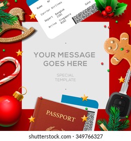 Travel blog template, holiday, vacation, tourism mockup, vector illustration.