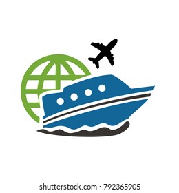 travel boat vector design template