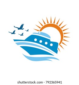 travel boat vector design template
