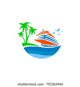 travel boat vector design template