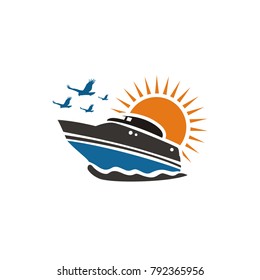 travel boat vector design template
