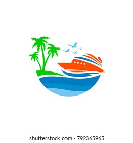 travel boat vector design template