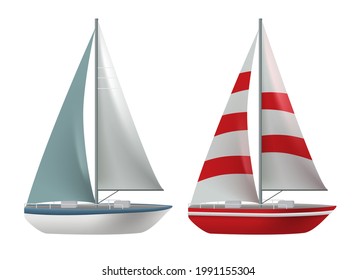 Travel boat vector set design. Travel ship and yacht collection elements isolated in white background for international cruise transportation. Vector illustration.
