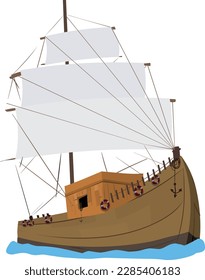 Diseño del conjunto de vectores de embarcaciones de viaje. Elementos de recogida de barcos de viaje y yates aislados en fondo blanco para el transporte internacional de cruceros. Ilustración del vector