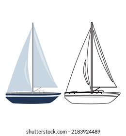 Travel boat vector. Travel ship and yacht collection elements isolated in white background for international cruise transportation. Vector illustration.