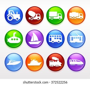 Travel boats and transportation on Colorful Round Buttons