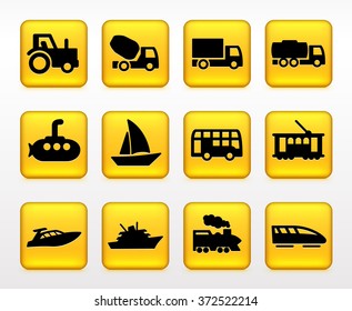 Travel boats and transportation on Yellow Square Buttons