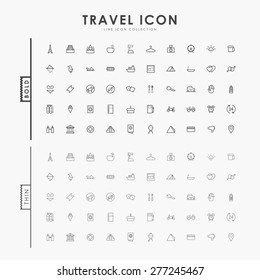 travel bold and thin outline icons