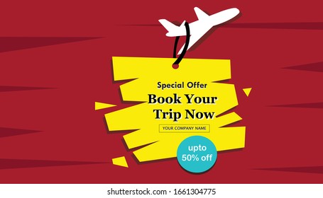 travel booking ads, airplane booking discount, special offer, travel advertising
