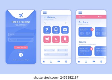 Travel booking app collection vector design in eps 10