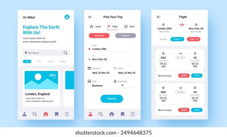 Reisebuchung App Concept Vektorgrafik Design in eps 10