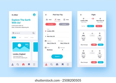 Travel booking app concept vector design in eps 10