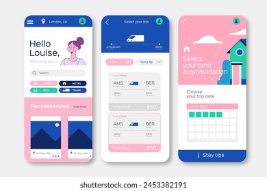 Travel booking app design vector design in eps 10