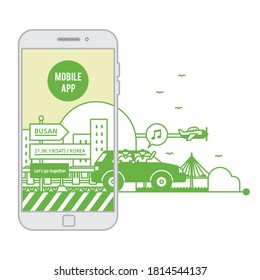 Travel and booking app. 
Travel schedule. Domestic travel.  Vector illustration