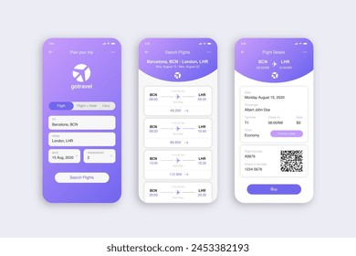 Travel booking app screens vector design in eps 10