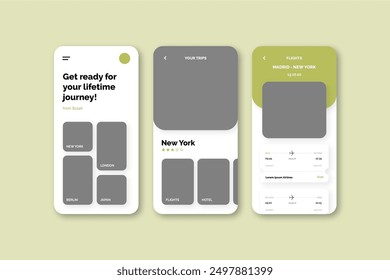 Travel booking app screens vector design in eps 10