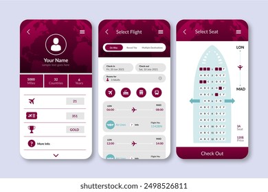 Travel booking app with simplistic interface vector design in eps 10