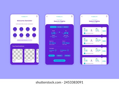 Travel booking app template collection vector design in eps 10